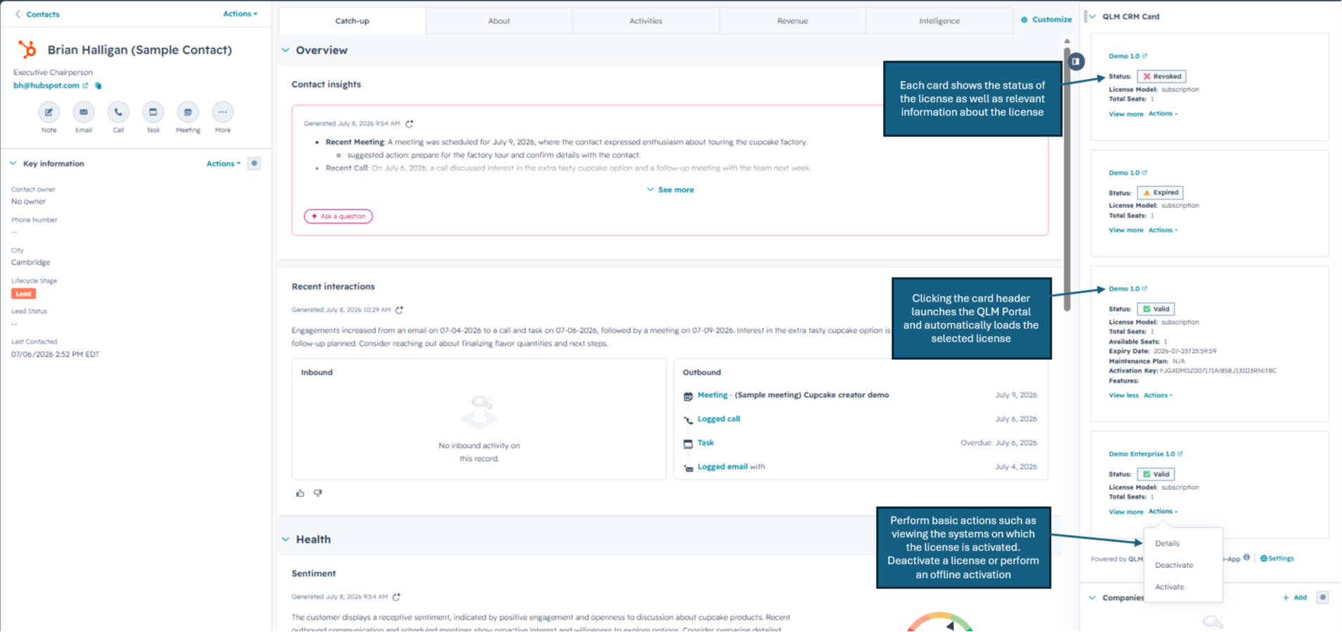Quick License Manager CRM Card